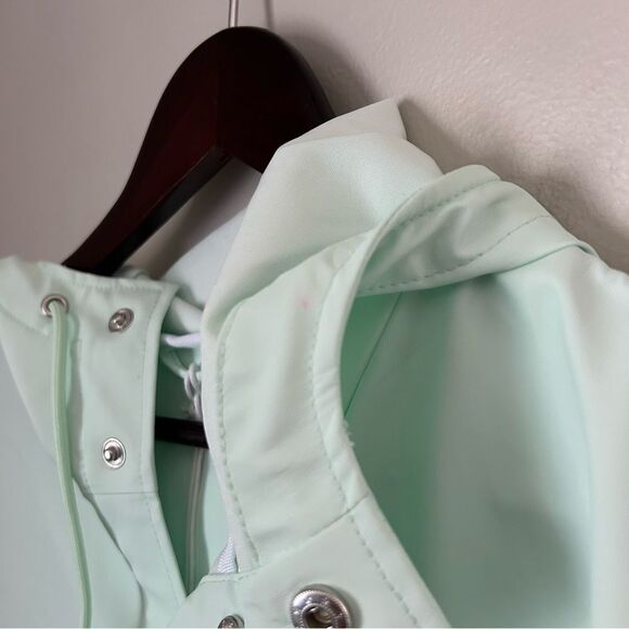 RAINS Jacket Long Mineral Green Casual Unisex Lightweight Hooded Neutral Pockets - Picture 15 of 16